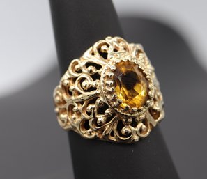 Large Citrine & 10k Yellow Gold Statement Ring