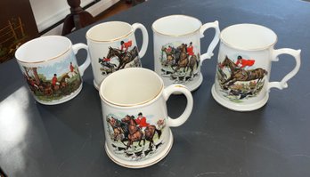 Vintage Fox Hunt Ceramic Mug Lot