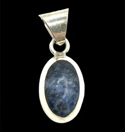 Large Vintage Mexican Sterling Silver Blue Stone Pendant