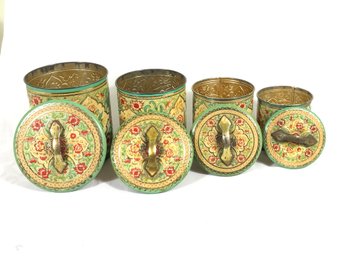 Vintage Green Floral Canisters