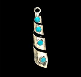 Vintage Sterling Silver Turquoise Color Swirl Pendant
