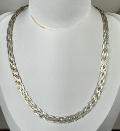 BEAUTIFUL BRIGHT CUT BRAIDED STERLING SILVER NECKLACE