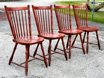 A Set Of Four Vintage Spindle Back Side Chairs