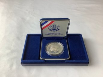 1987 Proof Silver Dollar (US Constitution Coin) In Original Holder With COA