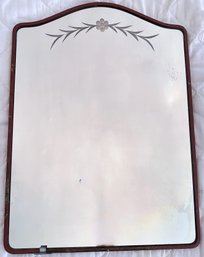 Vintage Mirror With Etched Flower By United Metal Box Company, Brooklyn