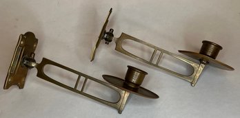 Vintage Pair Brass Wall Sconces - Taper Carriage Candle Holder -  Adjustable - Swings - 7.25 Inches