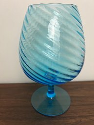 Empoli Blue Optic Swirl Goblet Vase