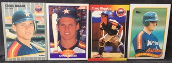 (4) 1989 Topps-Donruss-Fleer-Score Craig Biggio Rookie Cards - M