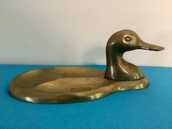 BRASS DUCK TRINKET DISH