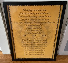 Framed Print OF Navaho Nation Chant With English Translation