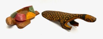 Pairing Of Handcrafted Wooden Turtles