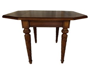 Inlay Drop Leaf Side Table With Beautiful Turned & Carved Legs