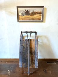 American Hand Crafted 19th C Sled With Blue Patina