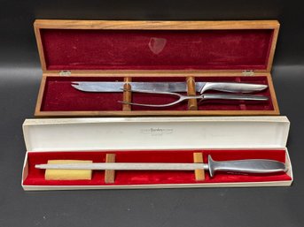 Vintage Gerber Gungnir Legendary Blade Carving Set & Sharpening Steel, New Old Stock!