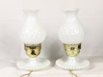 Milk Glass Lamp Set