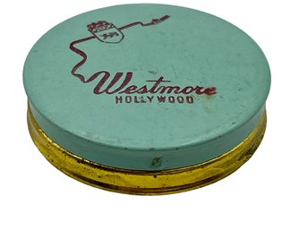 Vintage House Of Westmore Hinged Dry Rouge Compact With Original Applicator. Hollywood Calif Made In USA