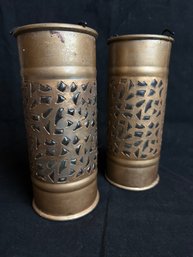 Pair Of Rustic Metal Lanterns