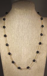 Costume Gold Tone Necklace Faux Pearls 19' Long