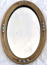 Vintage Oval Mirror In Carved Wood Frame