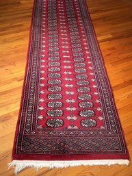 Very Pretty Vintage Oriental Runner Carpet - 11' X 2'.5' Great Rug - Nice Deep Colors - Believed To Be Wool