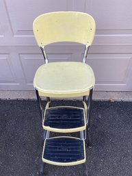 Vintage Yellow Cosco Chair Plus 2-Step Step Stool With Pull-Out Steps. No Shipping.