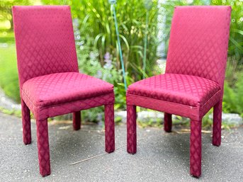 A Pair Of Vintage Upholstered Parsons Chairs