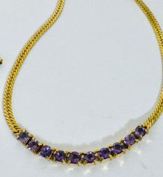 GORGEOUS 14K GOLD OVER STERLING AMETHYST NECKLACE