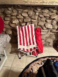 Pr. Red Striped Black Ozark Beach Chairs In Bags