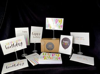 Grouping Of Spiral Notecard Holders & Box Of Assorted New B-day Cards