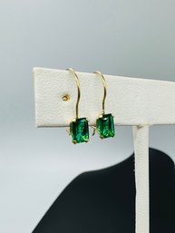 Wonderful Emerald Drop Earrings In 14k Yellow Gold