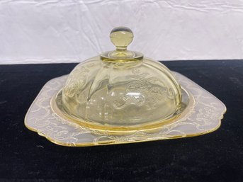 Covered Depression Glass Serving Dish