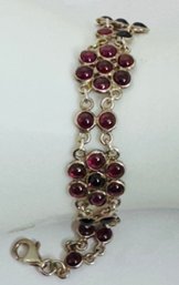 PRETTY VINTAGE STERLING SILVER GARNET BRACELET