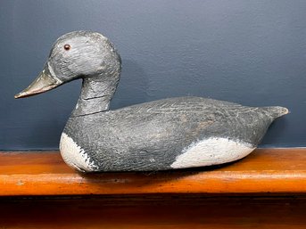A Vintage Painted Duck Decoy With A Glass Eye