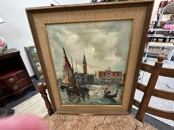 Painting On Venice Canal  Signed