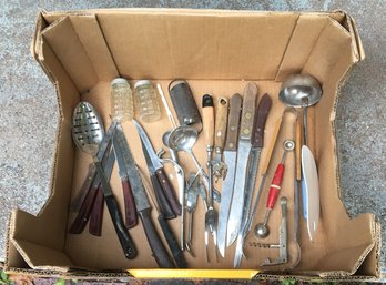 27 Piece Lot Of Antique & Vintage Kitchen Knives & Utensils