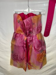 Vintage Imperiale Di Mimmina Made In Italy Hot Pink Rose Dress, Est. Size 4