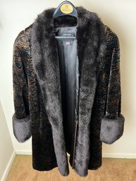 Vintage Olympia Faux Persian Lamb Coat, Size 1x