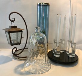 Great Candle Grouping - The Set Of Narrow Taper Holders Are Heavy Blown Glass