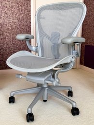 A Modern Leather And Mesh 'Aeron B' Ergonomic Office Chair By Herman Miller