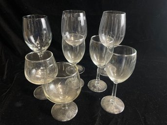 Set Of Vintage Etched Wine Glasses