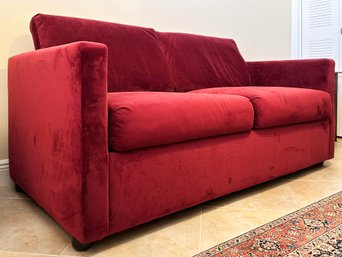 A Queen Sleeper Sofa In Ultra-suede