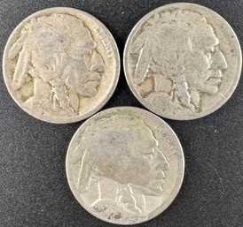 3 Buffalo Nickels 1928, 1928-D, 1928-S