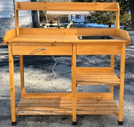 A Cedar Plant Table With Dry Sink! - Great As A Bar At Outdoor Parties!