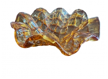 Amber Ruffled Glass Bowl