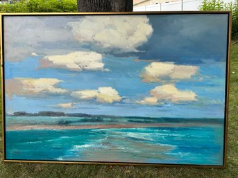 Gorgeous Ocean Beach Clouds Oil Painting ~ Signed ~