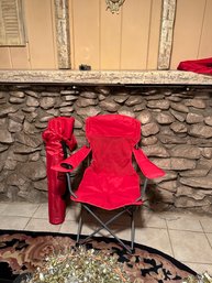 Pair Red Ozark Trail Chairs In Bag With Cup Holders