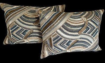 A Pair Of Beaded Callisto Pillows With Duck Feather Inserts