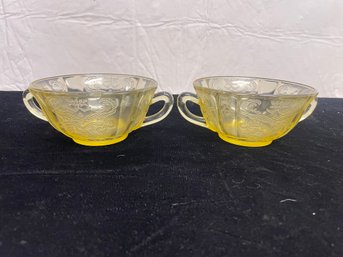 Pair Of Depression Glass Teacups