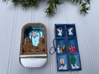 A Pair Of Portuguese & Puruvian Handmade Nativity Sets