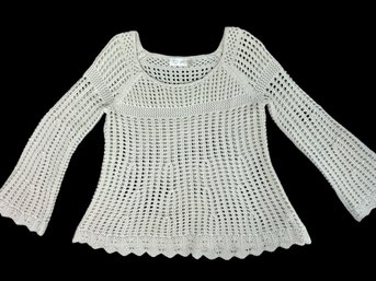 RD Style Off White Open Knit Sweater With Bell Sleeves - Size S/P